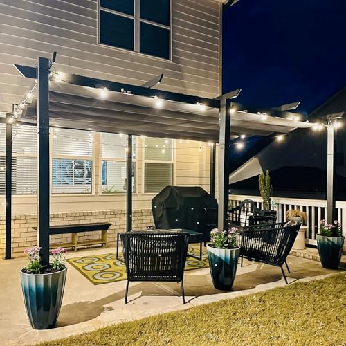 ANTSKU 11x16 FT Outdoor Pergola with Retractable Canopy Dark Grey