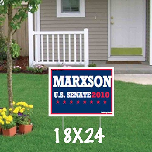 VictoryStore Custom Political Yard Sign 2-Sided Print with 2 Stakes Corrugated Plastic 12x24 Political_1