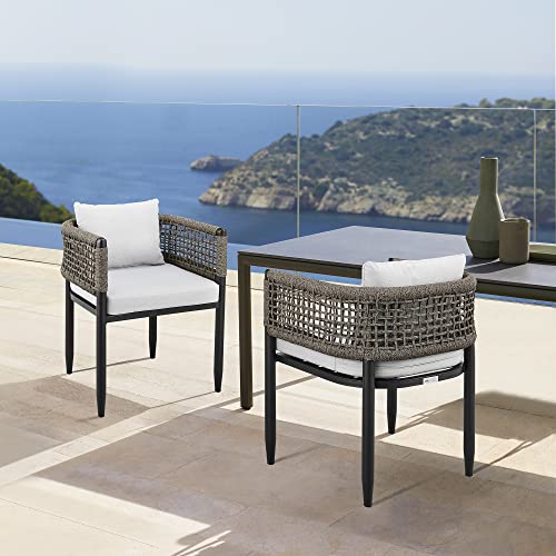 Armen Living Felicia Outdoor Patio Dining Chair Set of 2 Black