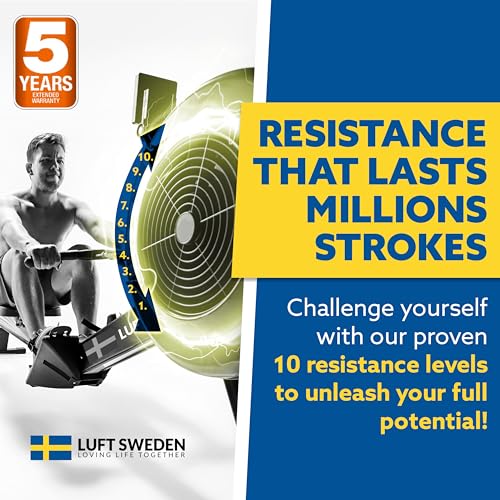 Luft Sweden Compact Rowing Machine for Home Use Black