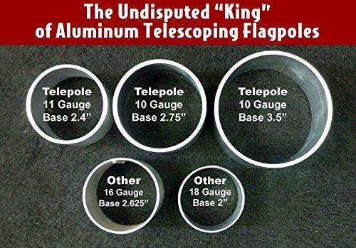 Telepole Manufacturing Inc 20' Superior 2 Telescoping Flagpole Silver