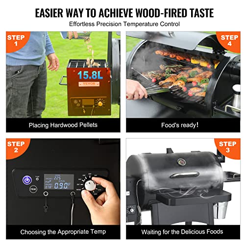 VEVOR Portable Wood Pellet Smoker Grill with PID Temperature Control Black