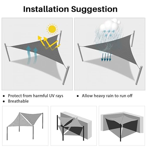 COARBOR Sun Shade Sail 48'x48' Heavy Duty Canopy with Steel Cable Reinforcement Beige