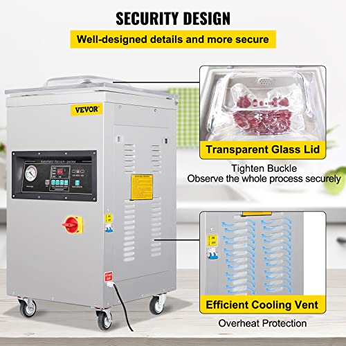 VEVOR Chamber Vacuum Sealer 600W for Wet Foods, Meats & Marinades Silver