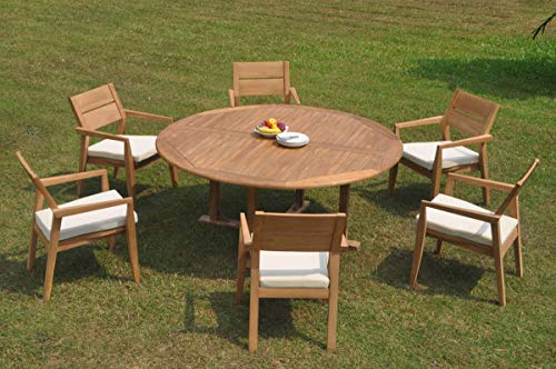 TeakStation 6 Seater Grade-A Teak Wood 7 Pc Dining Set Teak