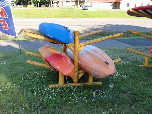 Log Kayak Rack 4 Place Natural Finish
