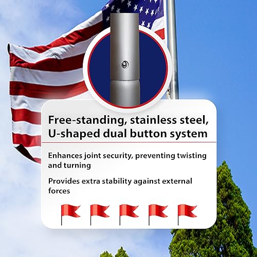 Telepole Manufacturing Inc 7000-T8 Aluminum 28' Sectional Flagpole Silver