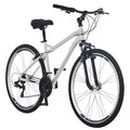 Schwinn Network 3.0 Hybrid Bike Men Women 700c 21-Speed 18-Inch Aluminum Frame Front Suspension Alloy Linear Pull Brakes White