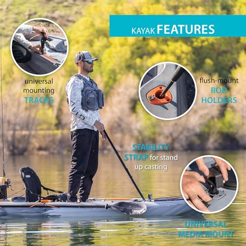 Lifetime Yukon Angler Sit-On-Top Fishing Kayak with Triple Rod Holder and Paddle 11' 6" Gray