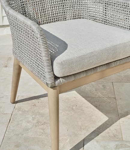 Signature Design by Ashley Seton Creek Cottage Outdoor Dining Arm Chairs with Cushion, Set of 2 Light Brown & Light Gray