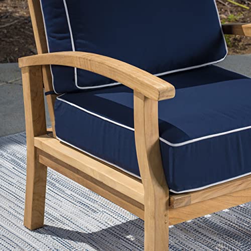 Tortuga Outdoor Jakarta Teak 4-Piece Club Chairs & 2 Ottomans Outdoor Furniture Set Brown