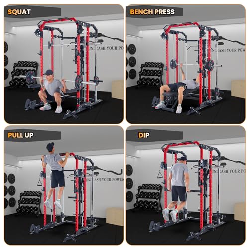 STMHOM Power Cage Smithmachine 2400 Lbs All-in-One Red