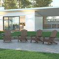 EMMA + OLIVER Tiverton Adirondack Chairs Set of 4 with Cup Holders Brown