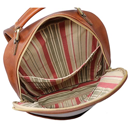 Floto Corsica Italian Leather Laptop Backpack Tobacco Brown
