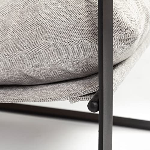 HomeRoots Ash Gray and Black Metal Sling Chair Black