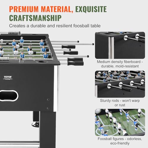 VEVOR 55-Inch Foosball Table with 4 Balls & Cup Holders Black