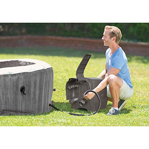 Intex PureSpa Plus Greywood Deluxe 6 Person Inflatable Hot Tub Gray with Seat Inserts