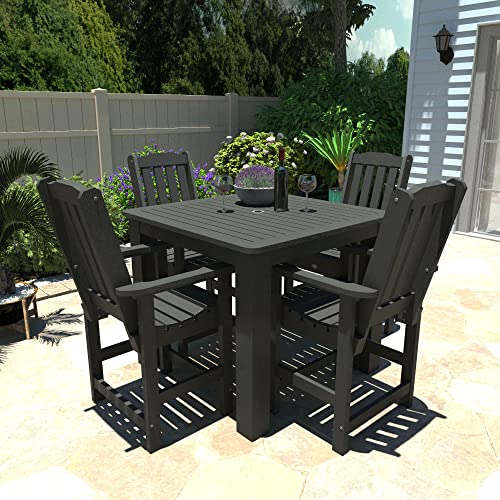 Highwood Sequoia Professional 5pc Square Counter Height Dining Set Black