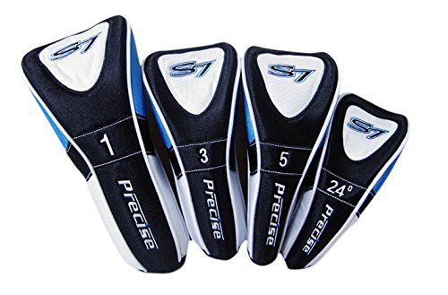 PRECISE Men's Complete Golf Club Package Set With Titanium Driver, Fairway Woods, Hybrid, Irons, Putter, Stand Bag, 4 H/C's Blue