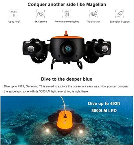 G GENEINNO 150M Tether Titan Underwater Drone ROV AUV with 4K UHD Camera T1 Pro 150m