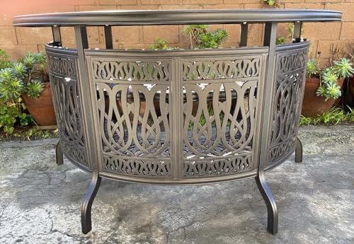 Elisabeth Cast Aluminum Patio Bar Set with Swivel Stools Desert Bronze