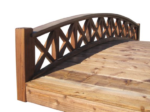 SamsGazebos Swan Wood Garden Bridge with Cross Halved Lattice Railings 8' Brown
