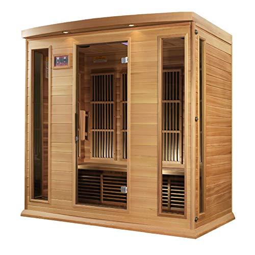 Maxxus Saunas 4 Person Low EMF FAR Infrared Carbon Canadian Red Cedar Sauna Multicolor