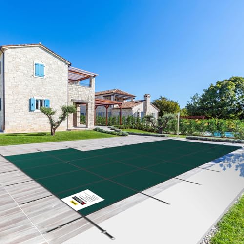 VEVOR Inground Pool Safety Cover for 18x36 ft Pools with Right End Step Green