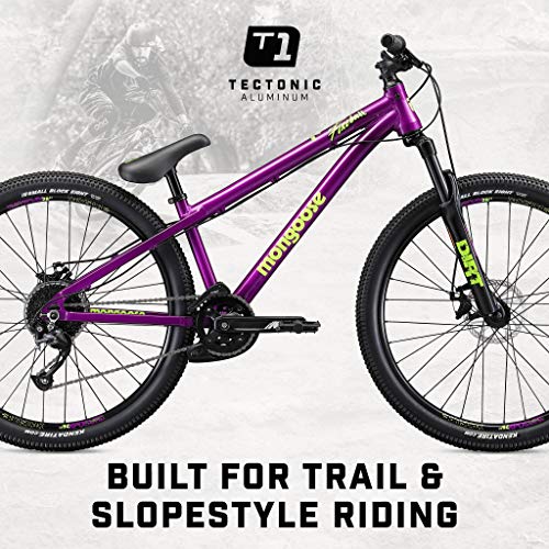 Mongoose Fireball Dirt Jump Mountain Bike 26-Inch Mechanical Disc Brakes Purple