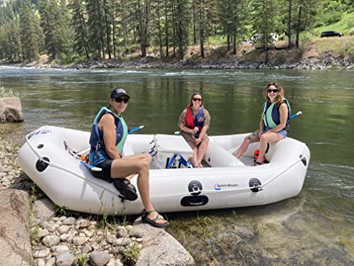 Inflatable Sport Boats 12ft White Water River Raft - 1.2mm Reinforced PVC, White