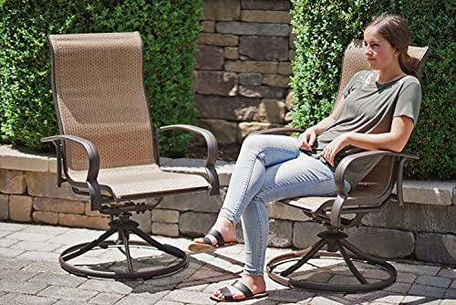 Garden Elements Outdoor Bellevue Metal Aluminum Patio Chair Sling Rocker Brown