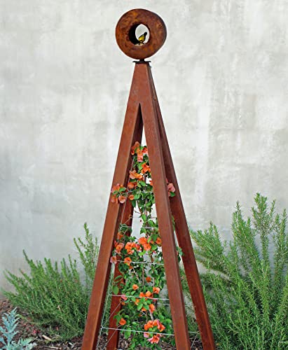 Terra Trellis Modern Bird Feeder with Obelisk Trellis Large Oxide