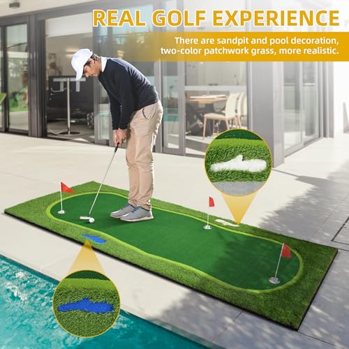 DWVO Golf Putting Green 5X12ft Large Professional Training Mat Green