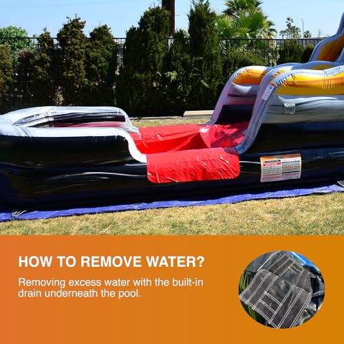 JumpOrange 15' Flame Commercial Water Slide with Splash Pool and Blower