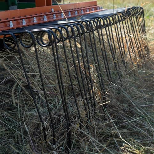 Titan Attachments 3 Point 6 FT Pine Straw Needle Rake for Category 1 Tractors with Coil Spring Tines Orange
