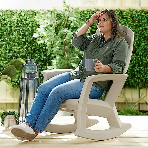 Semco Heavy-Duty All-Weather Plastic Rocking Chair Tan (4 Pack)
