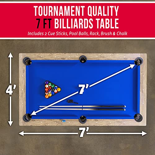 GoSports 7 ft Pool Table with Wood Finish Blue