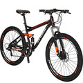 EUROBIKE Full Suspension Mountain Bike 21 Speed Bicycle 27.5" Men's Disc Brakes Orange