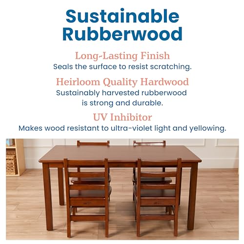 ECR4Kids Rectangular Hardwood Table and Chair Set Dark Walnut