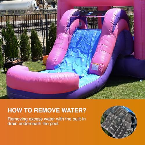 JumpOrange Commercial Inflatable Princess Bricks Bounce House with Slide Combo 5-in-1 Wet/Dry