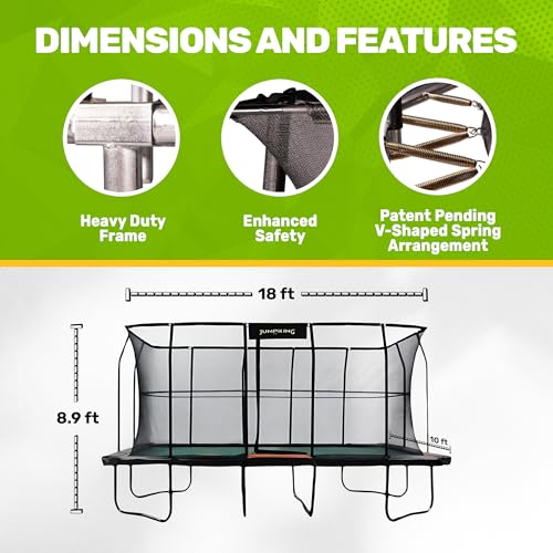 JumpKing Pro-Series 10'x18' Rectangle Trampoline with Enclosure Black/Orange