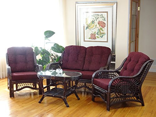 SunBear Furniture Lounge Malibu Loveseat Sofa ECO Natural Rattan Wicker Handmade Design Cognac
