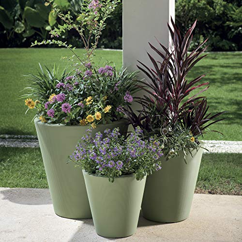 Crescent Garden Madison Planter Double-Walled Plant Pot 34-Inch Mocha