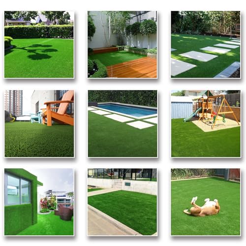 SunVilla Artificial Grass Rug Indoor Outdoor 13ft x 25ft Green/Olive Green/Yellow