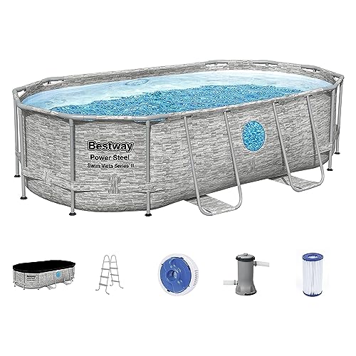 Bestway Power Steel Swim Vista Series II Above Ground Swimming Pool Gray