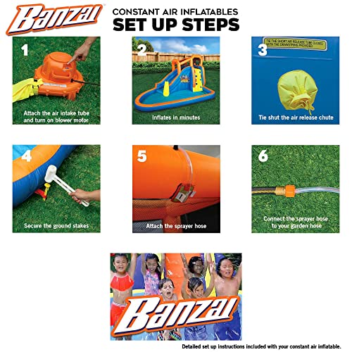 BANZAI Inflatable Arcade Splash Water Park - Slide, Splash & Have a Blast! - Multicolor