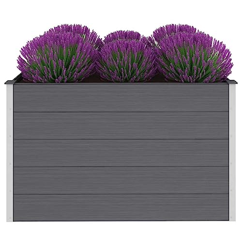 Garden Raised Bed WPC 59.1"x39.4"x35.8" Gray Self-Watering Flower Pot - White, Black, and Other