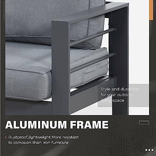 Solaste Aluminum Patio Furniture Set 4 Pcs Modern Outdoor Conversation Set Grey