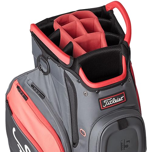 Titleist Golf Travel Bag with 15 Top Cuff Dividers, Gray/Red