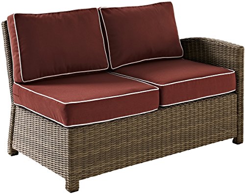 Crosley Furniture Bradenton 5-Piece Outdoor Sectional Sofa Set Brown with Sangria Cushions